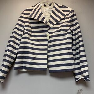 Doncaster Signature Blazer Womens 18M Navy White Striped Excellent M189JK44 Tog